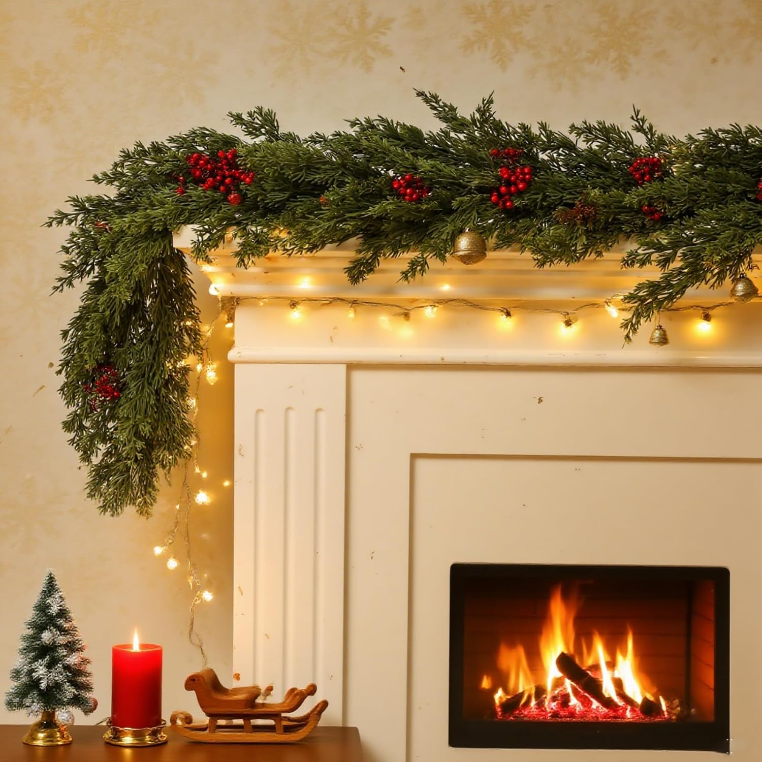 Rattan Plant Basket - Kunstplanten Kerstboom Cipressenbladeren Slinger Huis Kamer