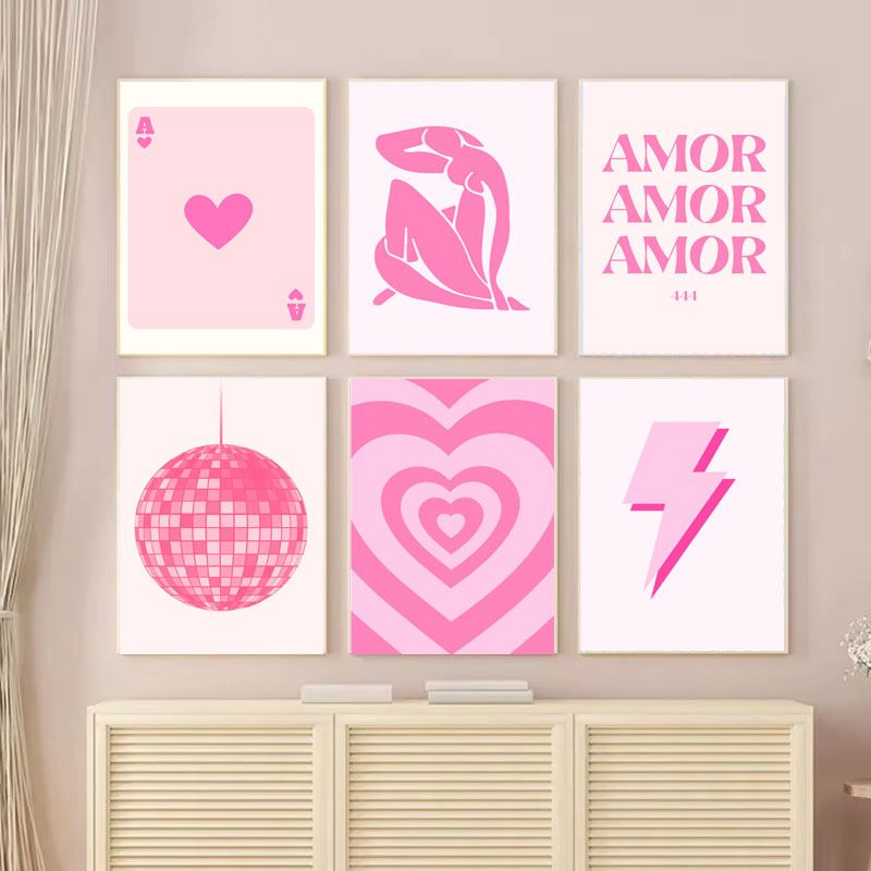 Home Decor Y2K - 1pc canvas schilderij roze Matisse Academy
