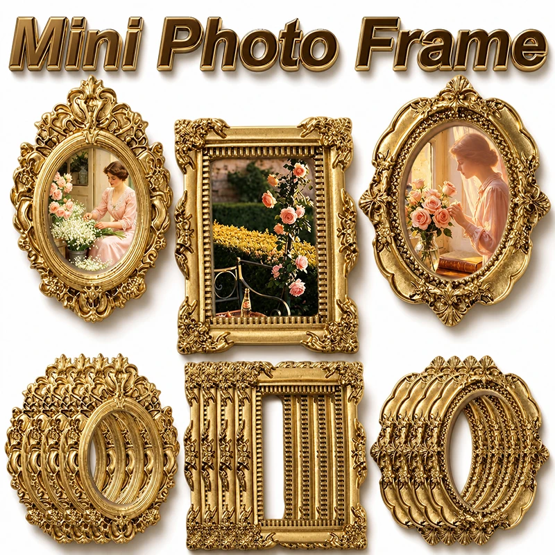 Bamboo Photo Frame - 10/5 stuks Vintage Hars Mini Fotolijsten