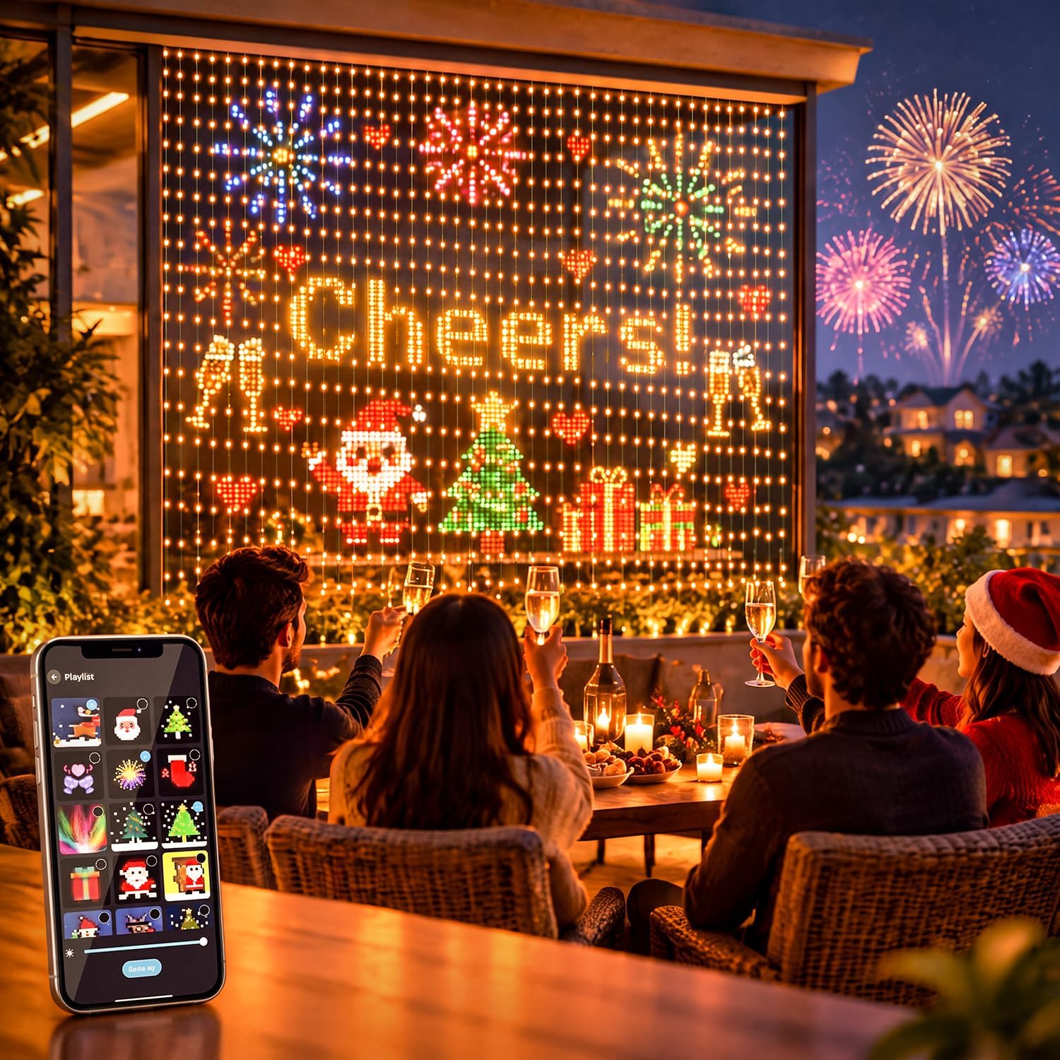 RGB Kerstgordijnverlichting, D - Home Decor Free App recensie en prijs